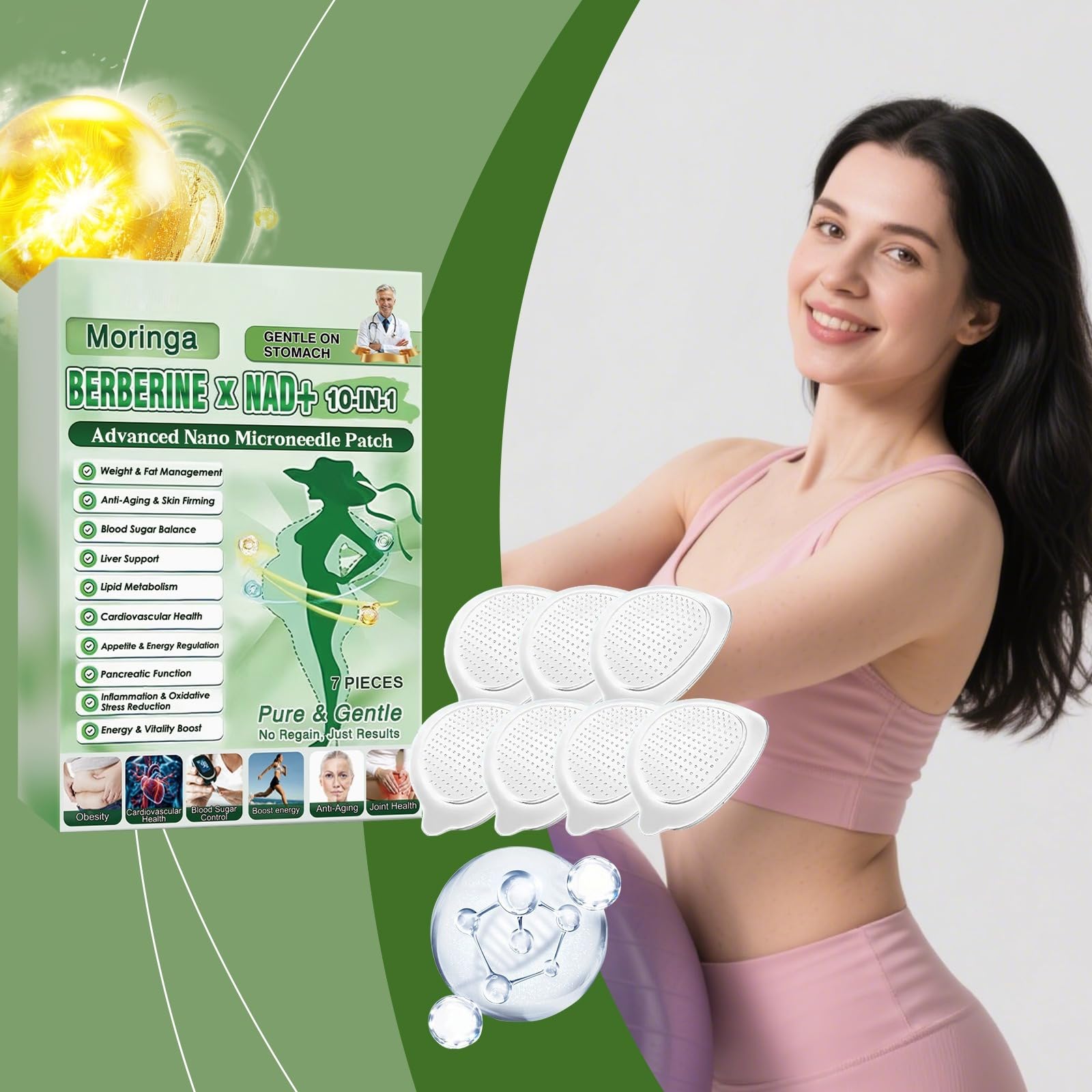 Plastry odchudzające na bazie naturalnych składnikówSpatch do pielęgnacji ciała dla utrzymania sylwetki. Plastry Moringa 10 w 1 z nanoigłami dla kobiet i mężczyzn, Plastry Berberine And Moringa.