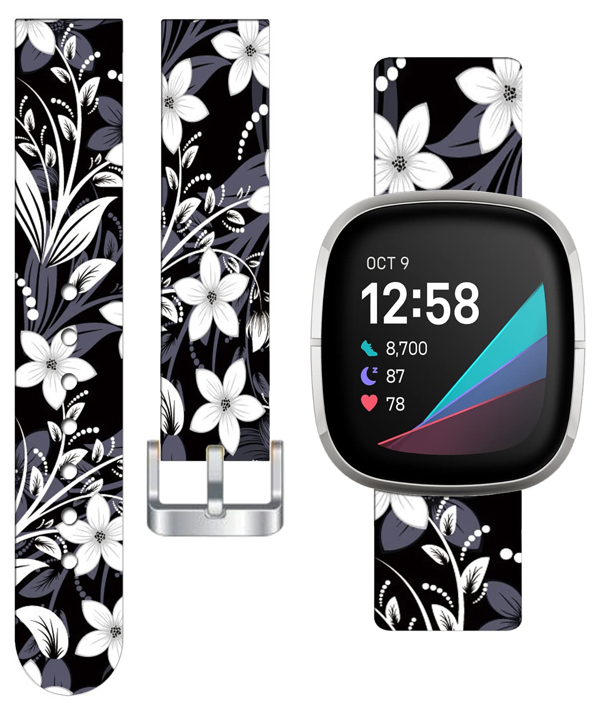 Versa 3 Band Camo Camouflage Silicone Design - ENDIY Designer Aesthetic Pattern Cute Women Girls Personalized Strap Compatible with Fitbit Sense/Versa 3 Large & Small - Camo Camouflage