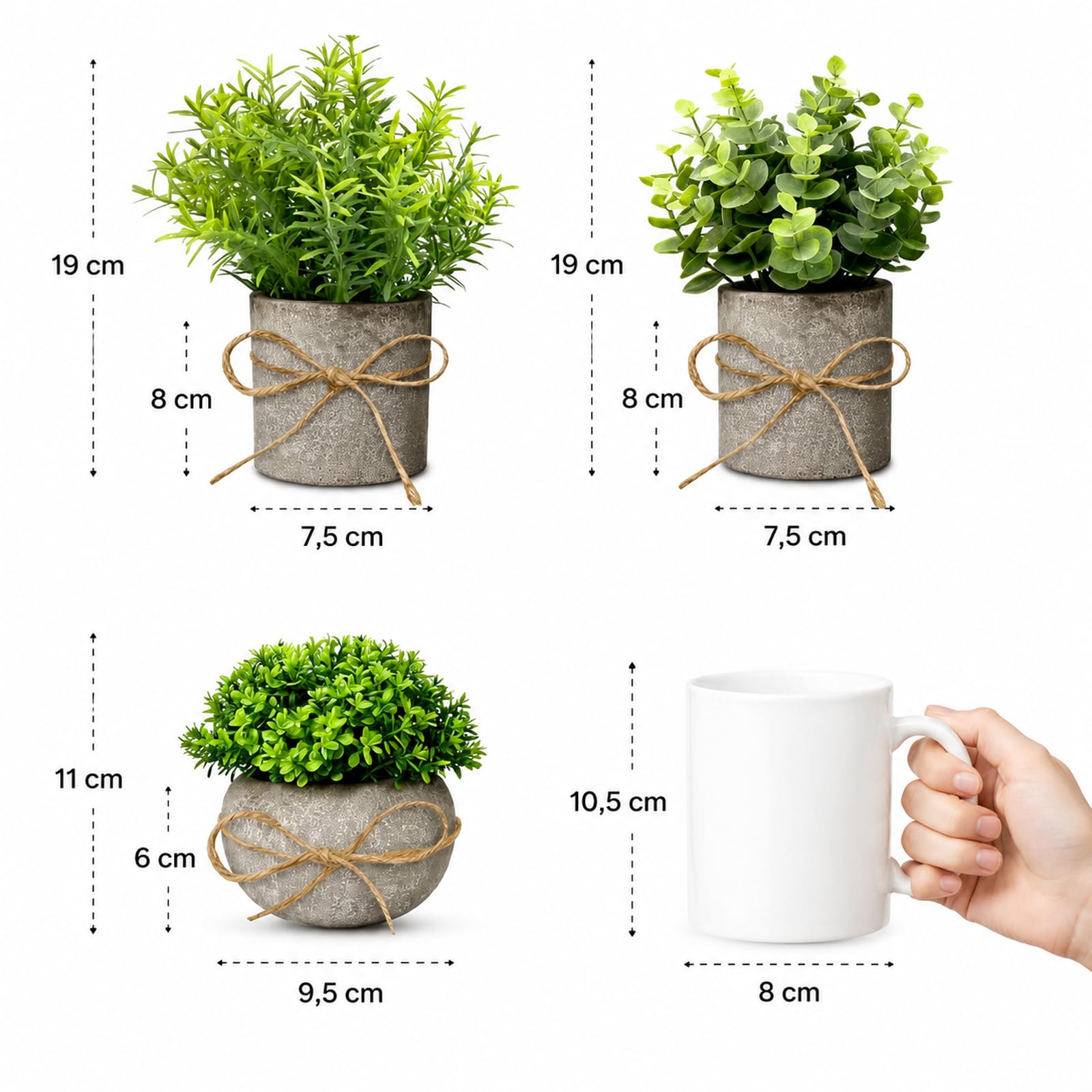 4er Set Mini Künstliche Pflanzen im Topf