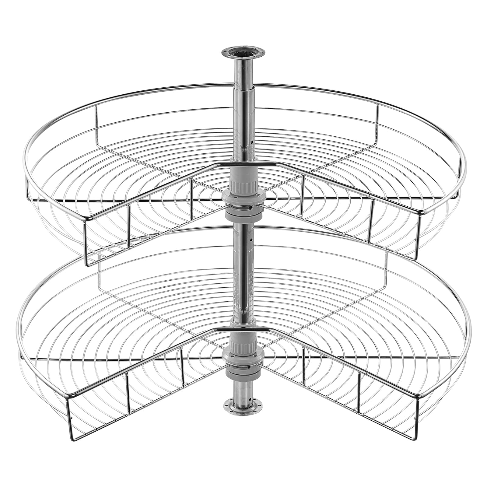 VEVOR Plateau Tournant pour Meuble d'Angle 71 cm 2 Niveaux, Tourniquet de Cuisine Rotatif à 360°, Étagère Pivotante pour Placard d’Angle Réglable en Hauteur, en Acier au Carbone, Rangement Cuisine