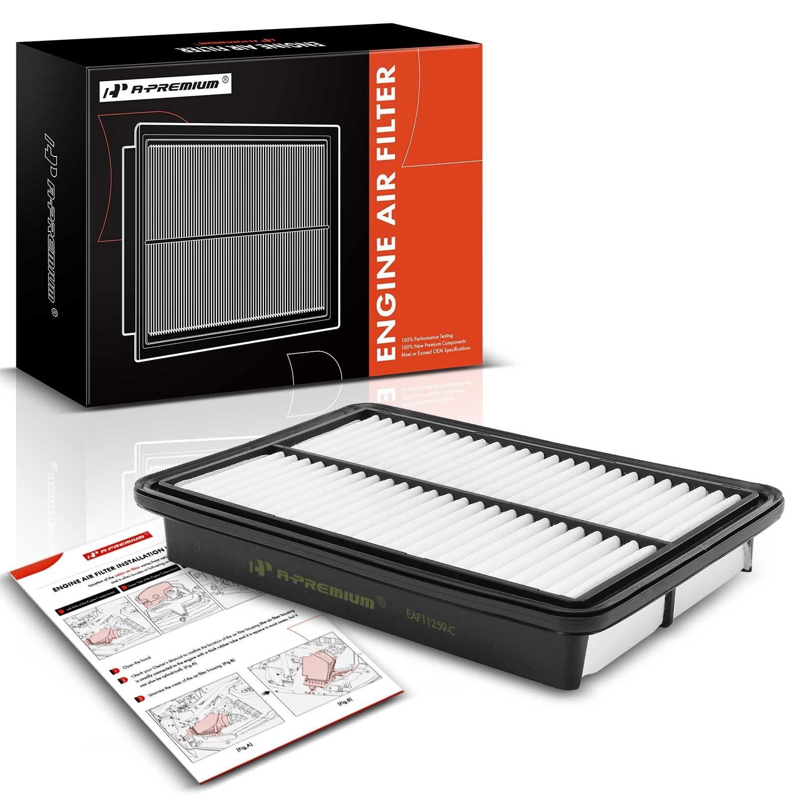 A-Premium Engine Air Filter Compatible with Mazda Vehicles - 3 (2012-2018), 3 Sport (2012-2018), 6 (2014-2021), CX-5 (2013-2023) - L4 2.0L 2.5L - Naturally Aspirated Only