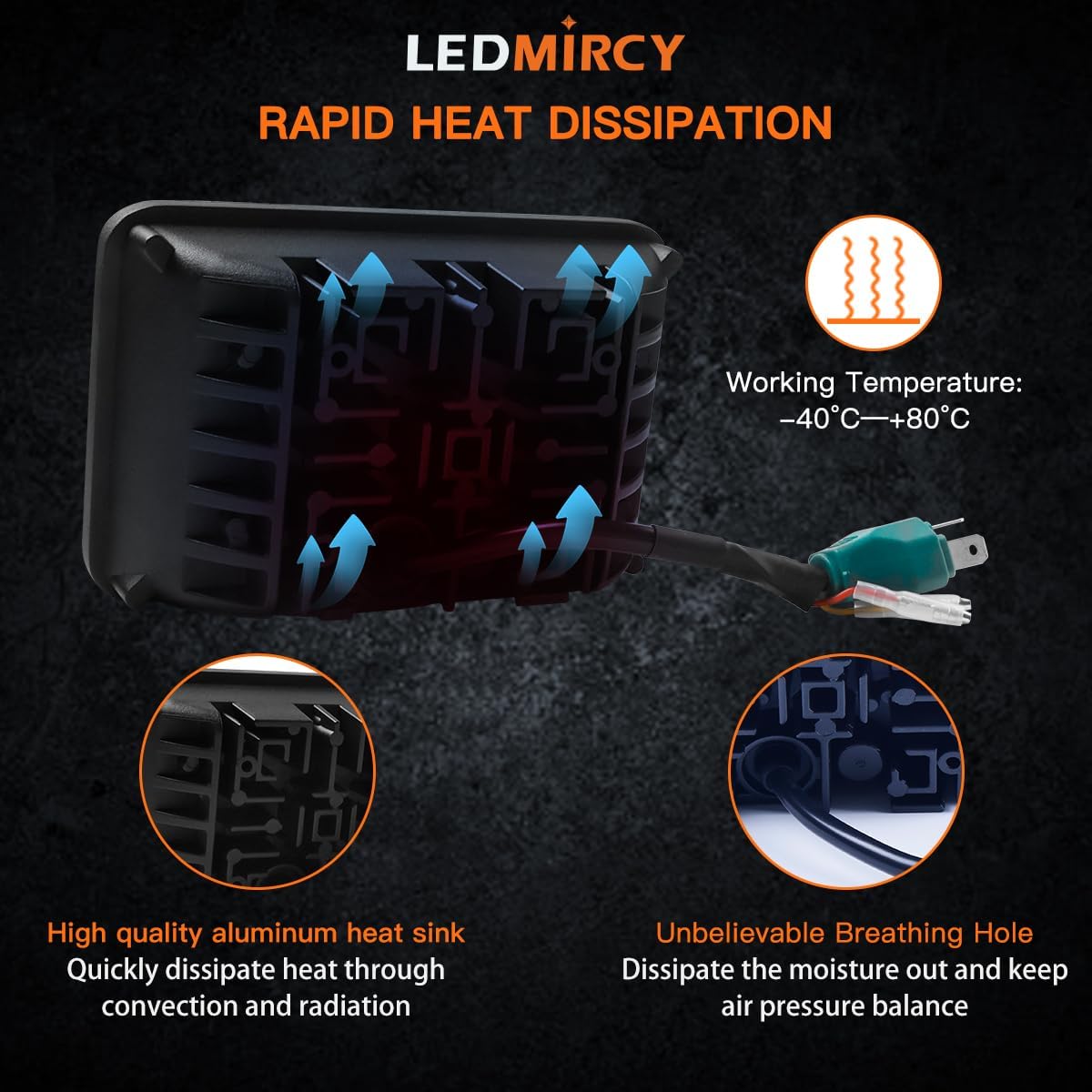 LEDMIRCY 4x6 LED Lights High Low Sealed Beam with DRL Turn Signal Rectangular LED Light 4PCS for Trucks Kenworth Freightliner with H4651 H4652 H4656 H4666
