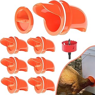 DIY Chicken Feeder Port, 6 Pcs Automatic Chicken Feeder with Hole Saw, Rat Proof Chicken Feeder, No Waste Chicken Feeder Kit for Buckets, Barrels, Bins