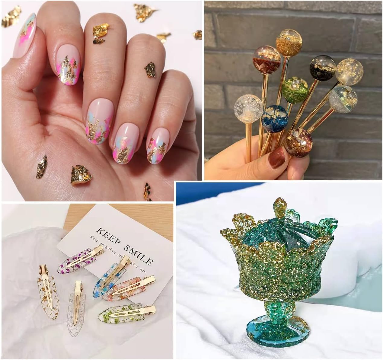 Gold Foil Flakes - 24 Color Metallic Gilding Flakes for Resin, Nails, Painting, Crafts