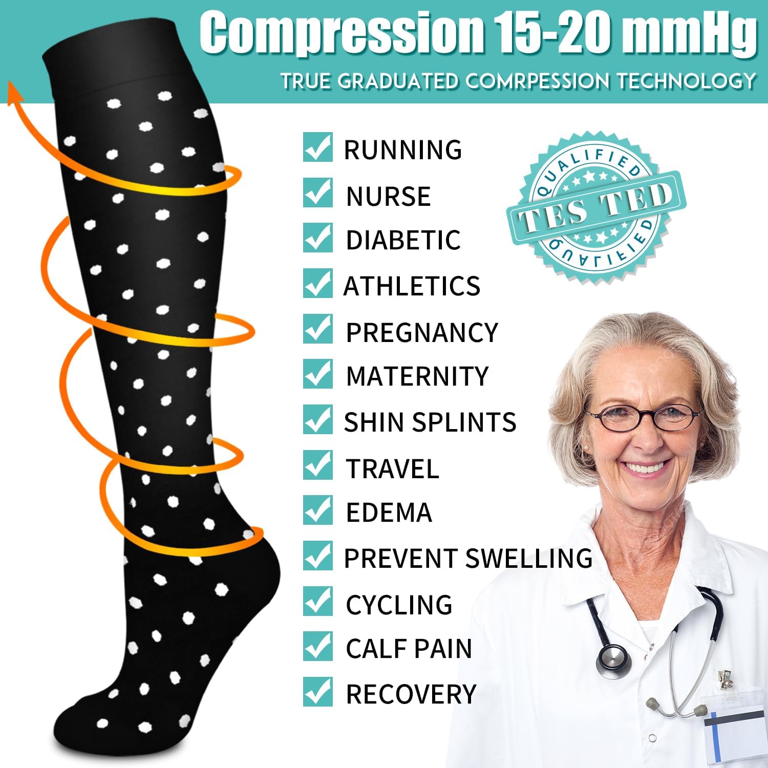 4 Pairs Compression Socks for Women and Men-Circulation Best Support Socks for Running,Athletic,Cycling - Image 6