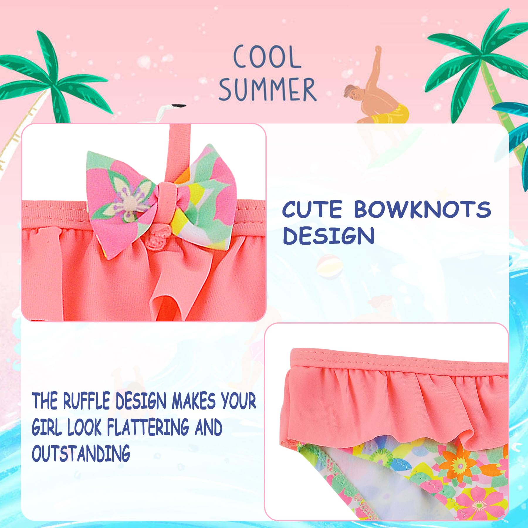 POWER FLOWER Costume da Bagno per Ragazze Costume Intero a Due Pezzi con Volant Set di Costumi da Bagno Tankini Abbigliamento Mare per Bambini 4-16 Anni Ragazza