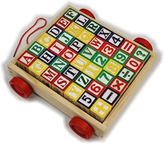 Homeware 42 Piece Classic Wooden ABC/123 Block Wagon