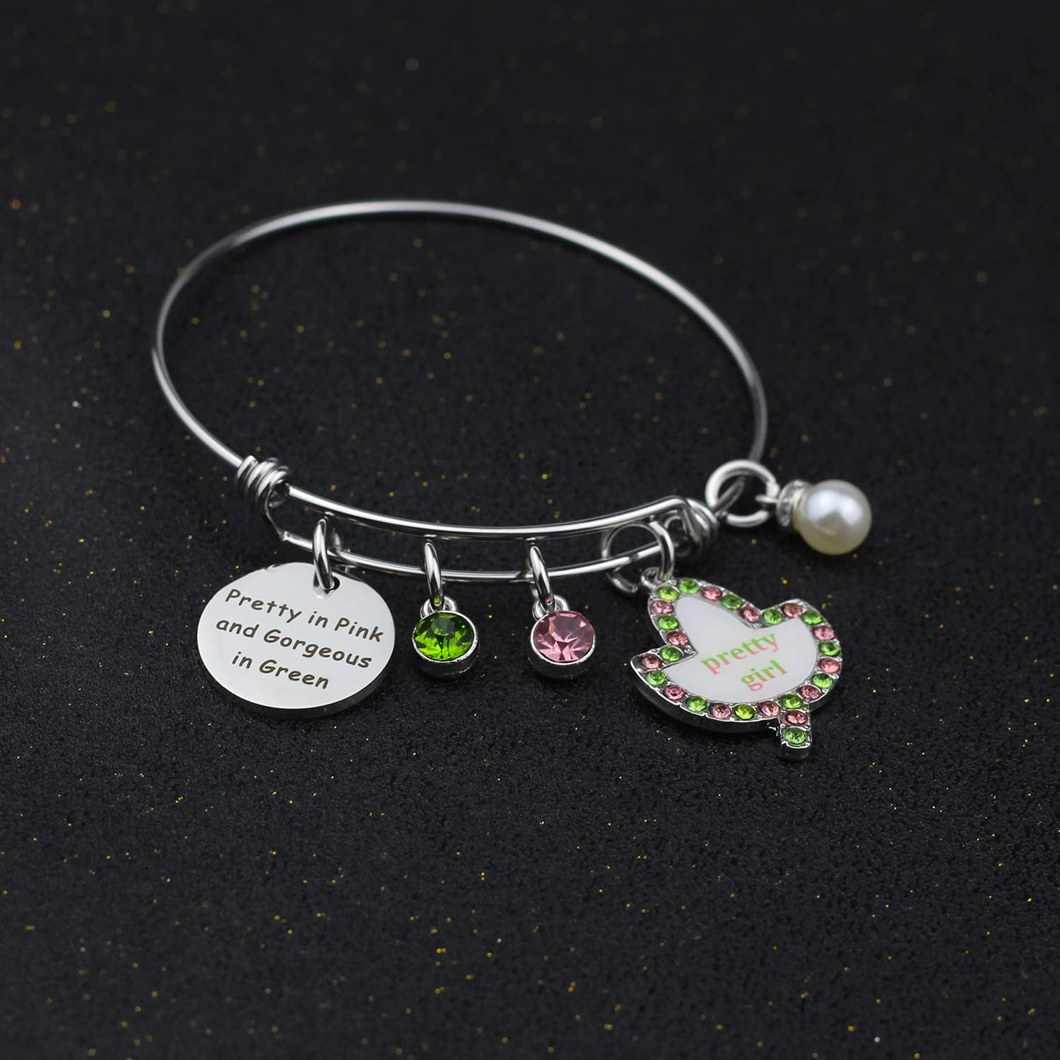 Keeblon Sorority Paraphernalia Gift for Women Greek Sorority Bracelet Sisterhood Graduation Gift Jewelry Pretty in Pink Gorgeous in Green Bracelet - Image 3