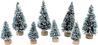 Dolls House 8 Snowy Christmas Conifer Trees Miniature Garden Scene Accessory
