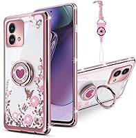 Vista 10 de Funda protectora para Moto G Stylus 5G 2022 para mujer, con purpurina, cristal, mariposa, corazón, floral, delgada, TPU brillante, linda funda Oro