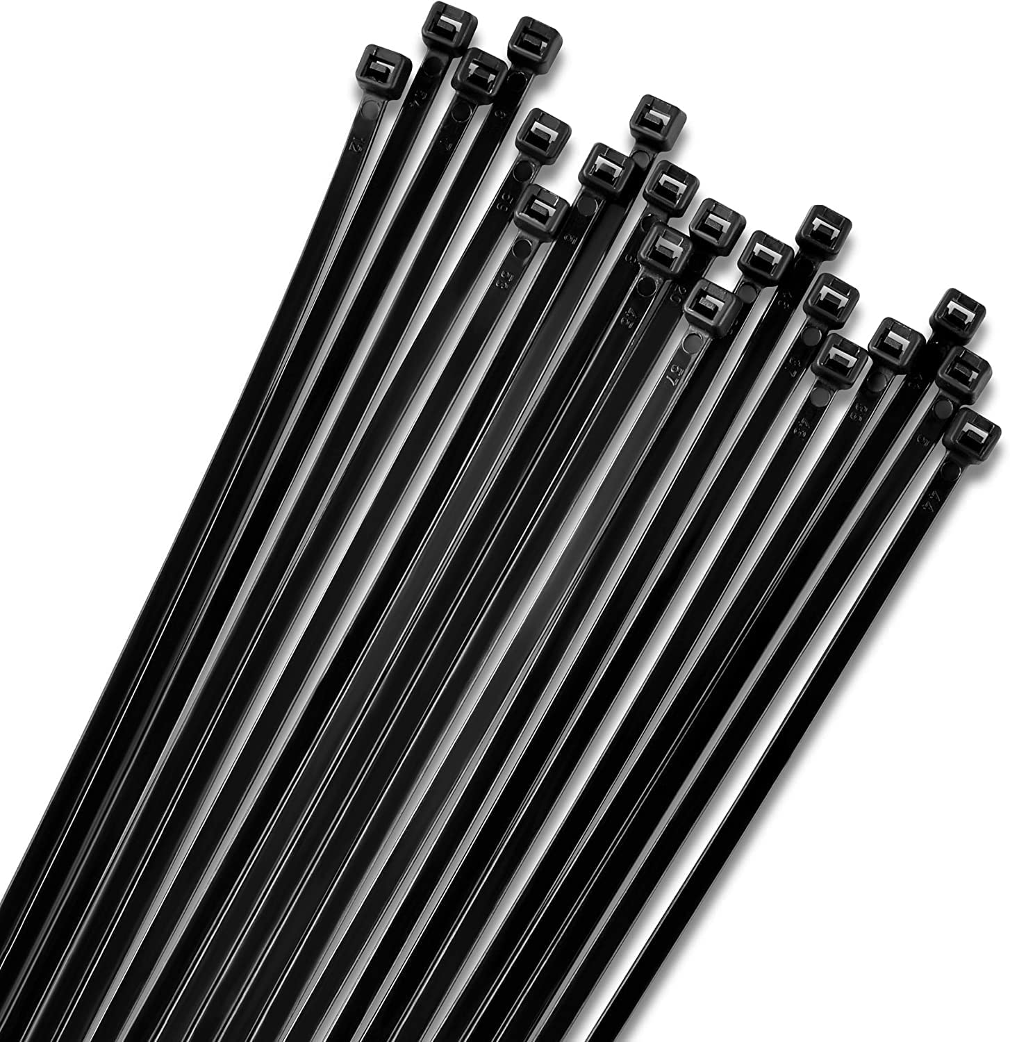 200mm Black Zip Cable Ties (1000 Pack), 18kgs Tensile Strength - Heavy Duty, Self-Locking Premium Nylon Cable Wire Ties for Indoor and Outdoor by Bolt Dropper
