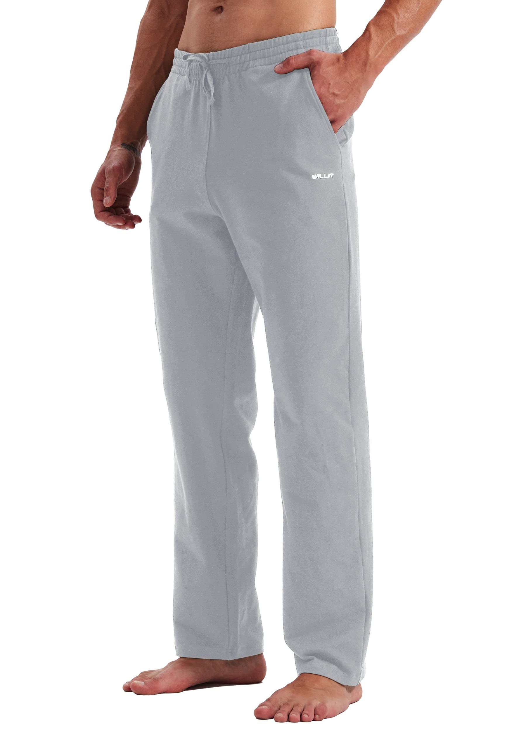 Willit Men's Cotton Yoga Sweatpants Exercise Pants Open Bottom Athletic
