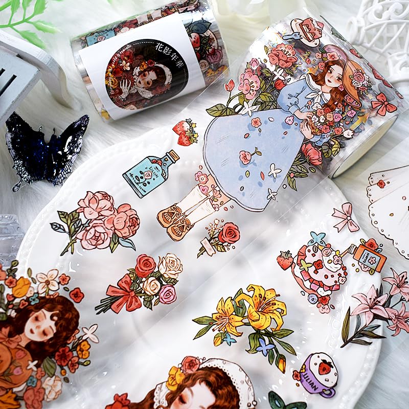 Image of New Popular PET Tape Modern Girls Collage Glossy Washi Tape for Decoration Small Fresh Flower Materials (90725)