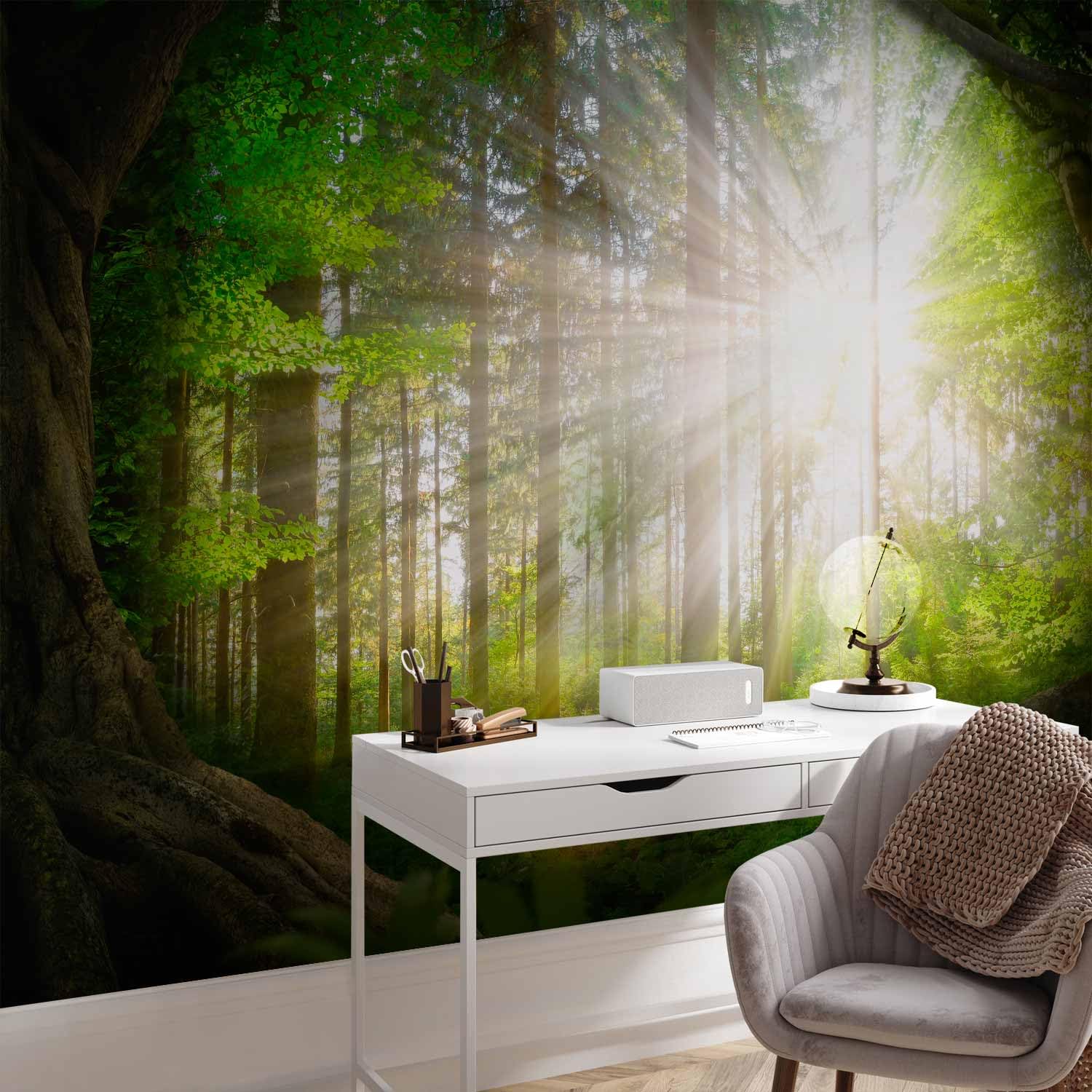 Carta Da Parati Adesiva Muro Carta Da Parati Adesiva Foresta Viola -  392x280 Cm Fotomurale Per Pareti Decorazione Camera Da Letto, image size:1500x1500