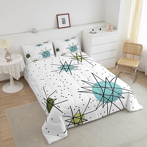 Miniatura 9 de Juego de edredón de mediados de siglo, tamaño King, moderno juego de ropa de cama minimalista hippie, juegos de edredón de arte abstracto, juego de