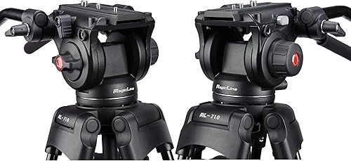 Vista 10 de MagicLine Trípode para cámara de video de aluminio resistente de 68.7 pulgadas con cabezal fluido, 2 asas de barra panorámica, separador de tierra
