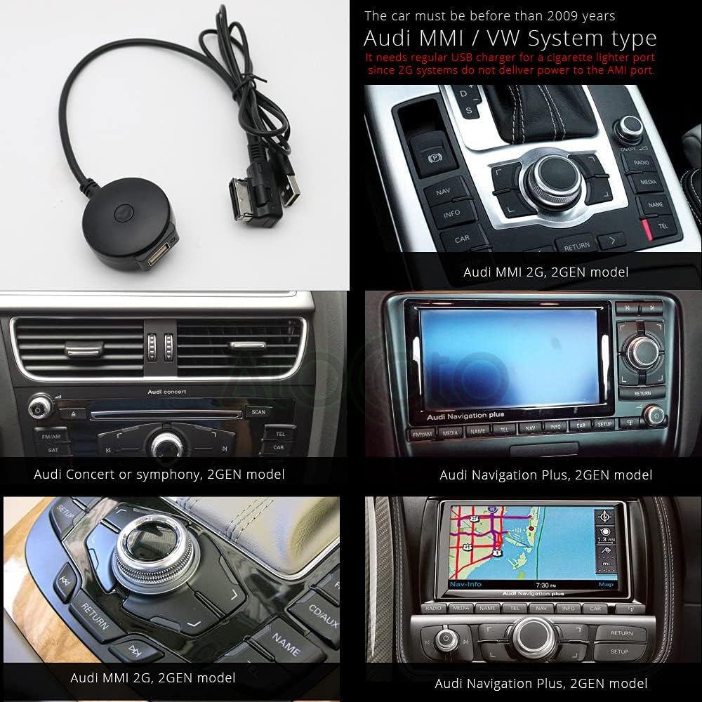Bluetooth Receiver Car Kit Compatible with Audi A3 A4 A5 A6 A7 S3 S4 Q3 Q5 Q7,Wireless Music Interface AMI MMI Adapter,Premium CSR Chipset HiFi Sound,Compatible with iPhone iPod Android 2G
