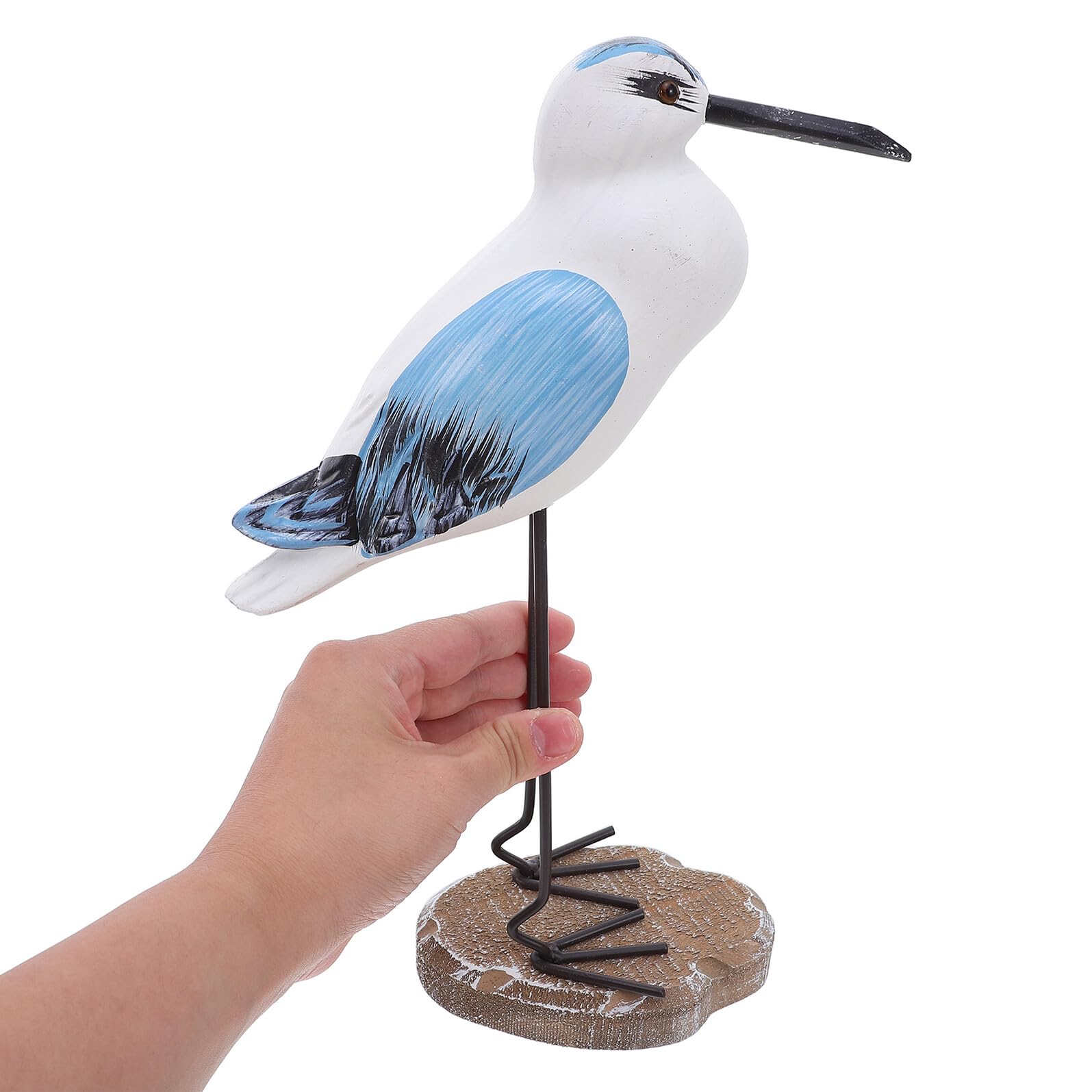 Housoutil Juego de 2 Estatuas de Gaviotas de Madera Tallada de 30 y 33 CM Decoración Costera Náutica para Jardín Repisa o Sala de Estar Figuras de Ave Marina para Casa de Playa