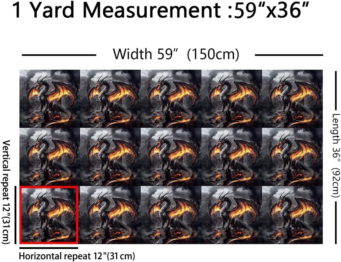 Erosebridal Dragon Flannel Fabric by The Yard Soft Magic Creature Fabric Ruins Gray Smoke Upholstery Fabric Fire Grey Black Not Stretchy Decor Fabrics, 2 Yards