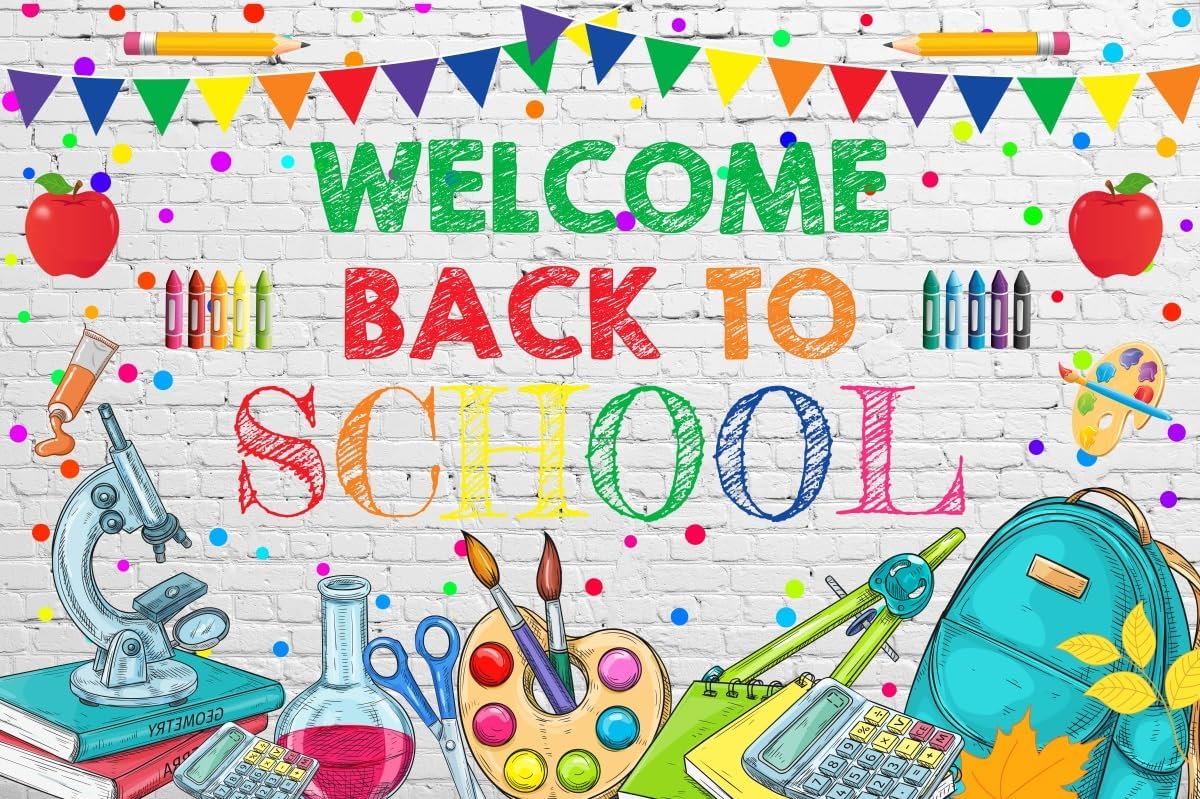 Back to School Backdrop Decorations School Photo Backdrop 10x8ft image 3