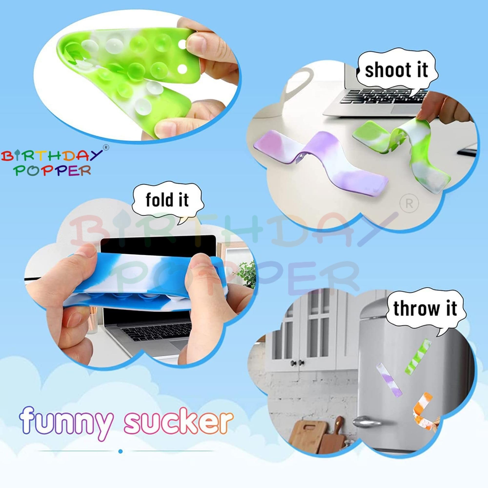 Birthday Popper 12 Pcs Superhero Suction Pop It Wristbands | Boys Theme Slap Bands with Suction Cups as Birthday Return Gift for Parties | Sensory Pop for Fun & Focus Relief for Boys 2
