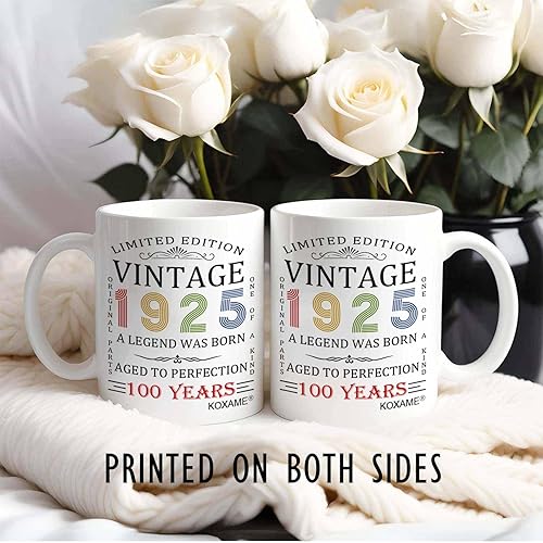 Miniatura 3 de Taza de café vintage de 1925, regalos de cumpleaños número 100 para hombres y mujeres, regalos de cumpleaños de 100 años para él y ella, ideas de