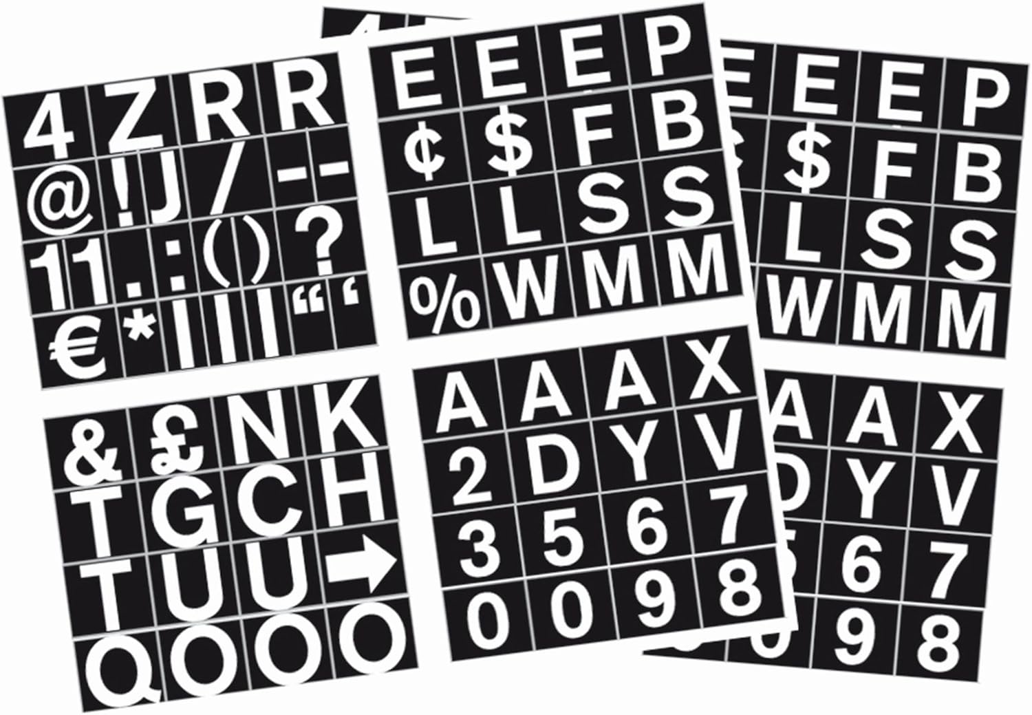 MasterVision Set of Letters, Numbers and Symbols, Magnetic, 3/4", Over 70 Pieces, Black/White
