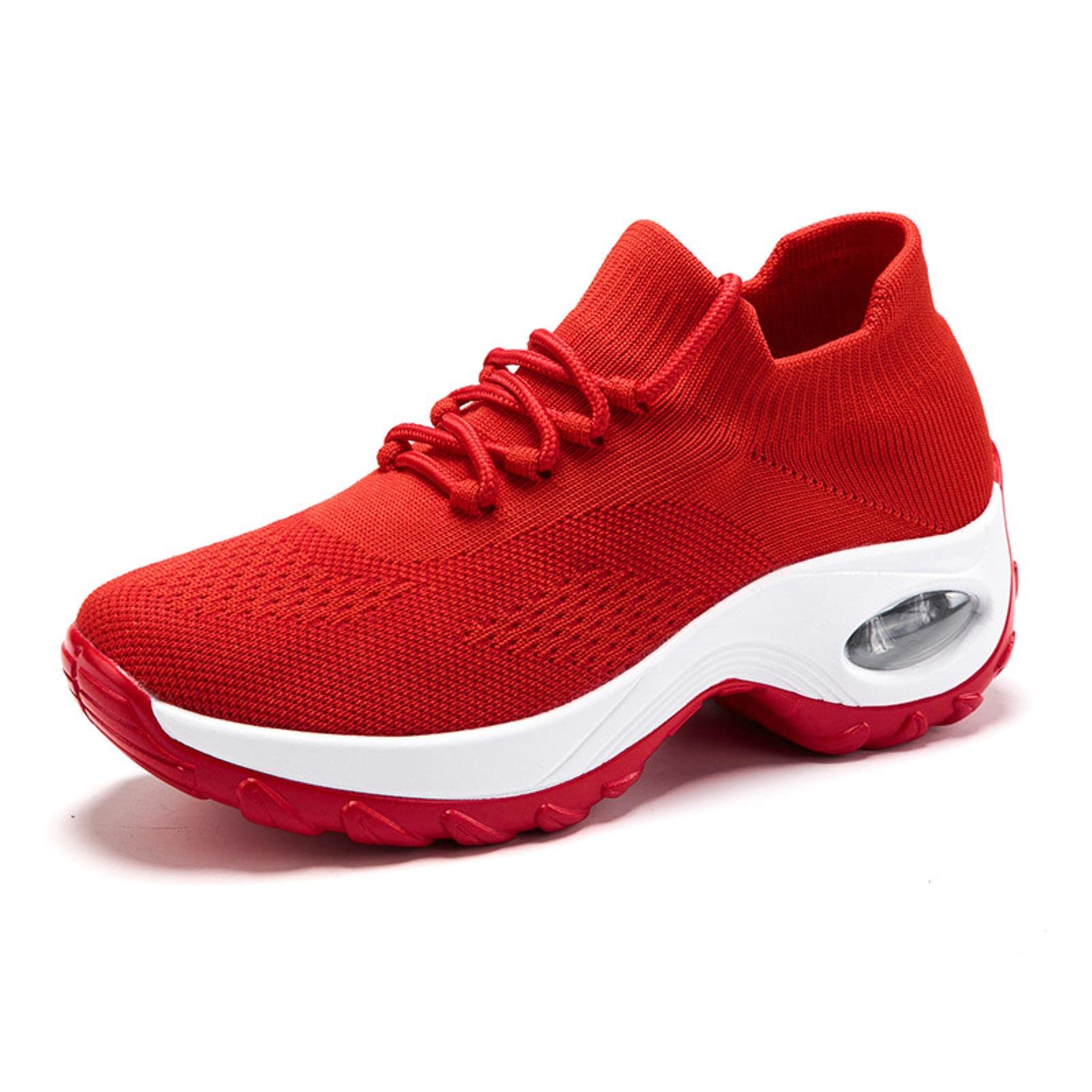 Scarpe da ginnastica di grandi dimensioni Scarpe da donna leggere scarpe di sollevamento di un piede elastico volante calze tessute scarpe casual madre a dondolo