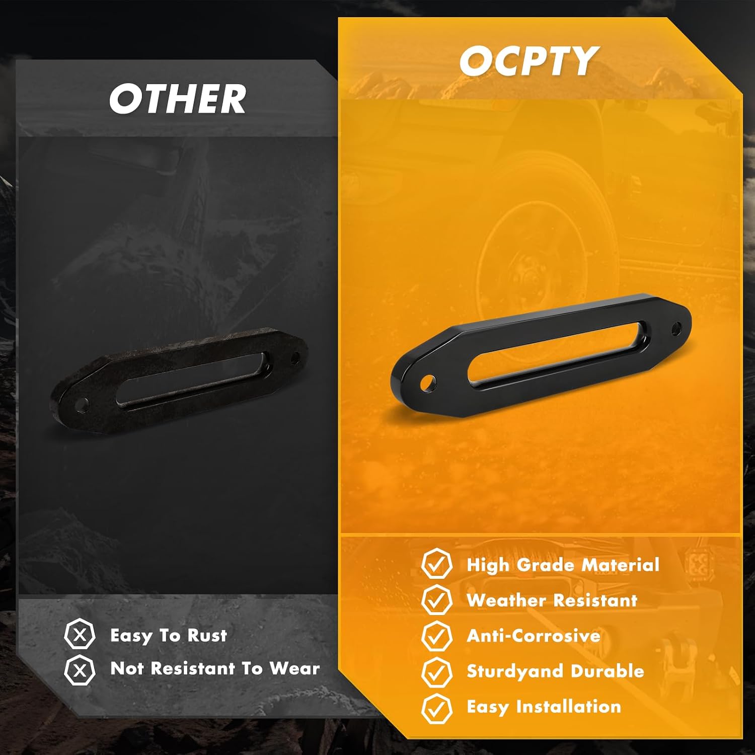 OCPTY 10" Hawse Style Winch Fairlead，Car Hawse Fairlead for Automotive Anchor Cables UTV 8000-15000 lb Winch, 10 inch (254mm) Mount Smooth for Synthetic Winches Rope for Off-Road, for Jeep SUV ATV 1pc