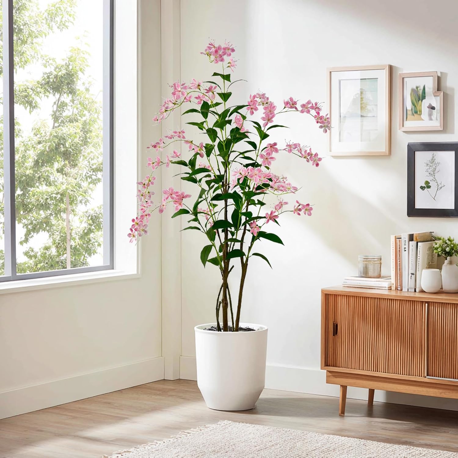 Artificial Tree Faux Jasmine Tree 5ft Tall Fake Jasmine Plant in Pot Fake Silk Tree Faux Plants Indoor - Image 3