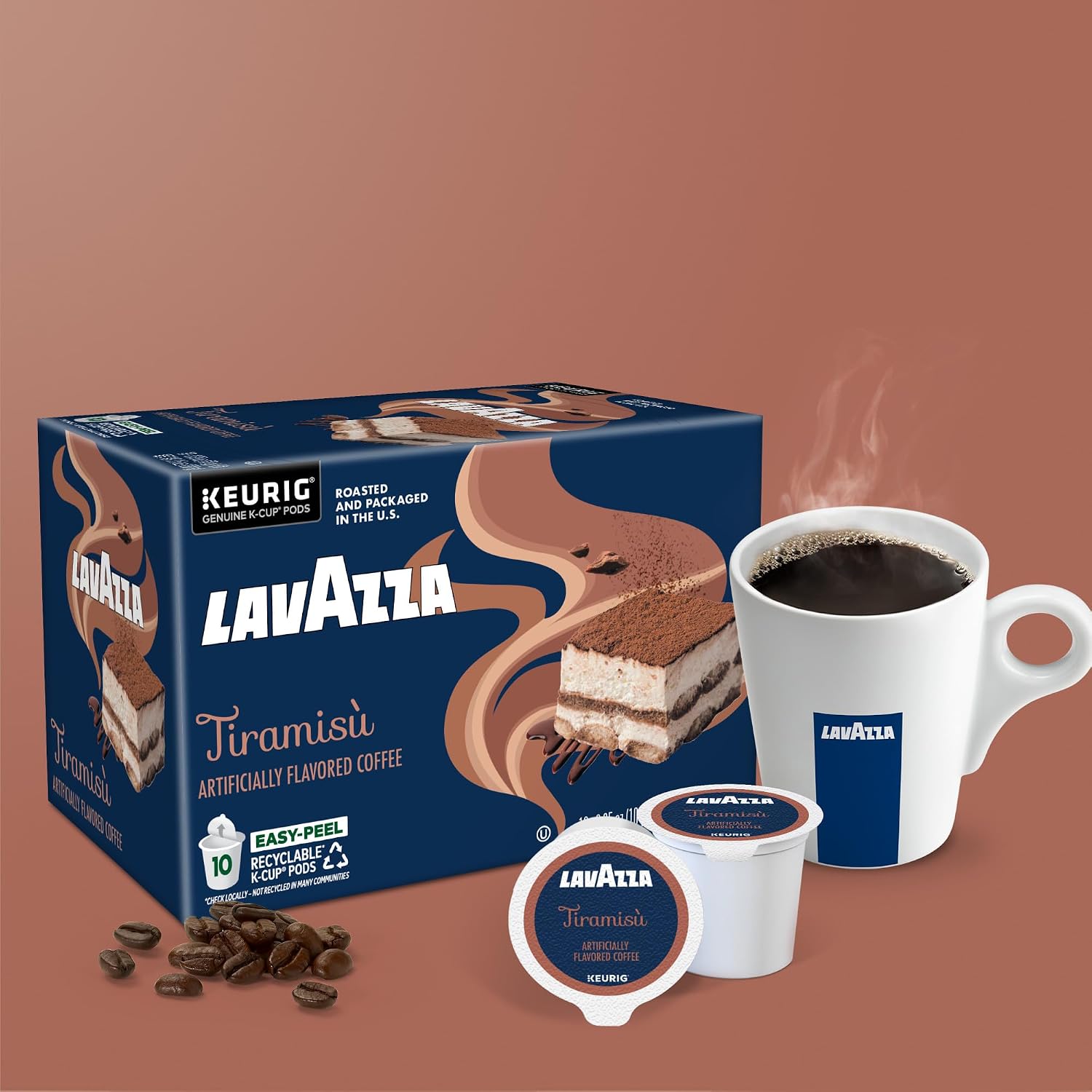 Lavazza Tiramisù Coffee, Single Serve Keurig K-Cup Pods, Flavored Coffee, 60-Count Box (6 Packs of 10)
