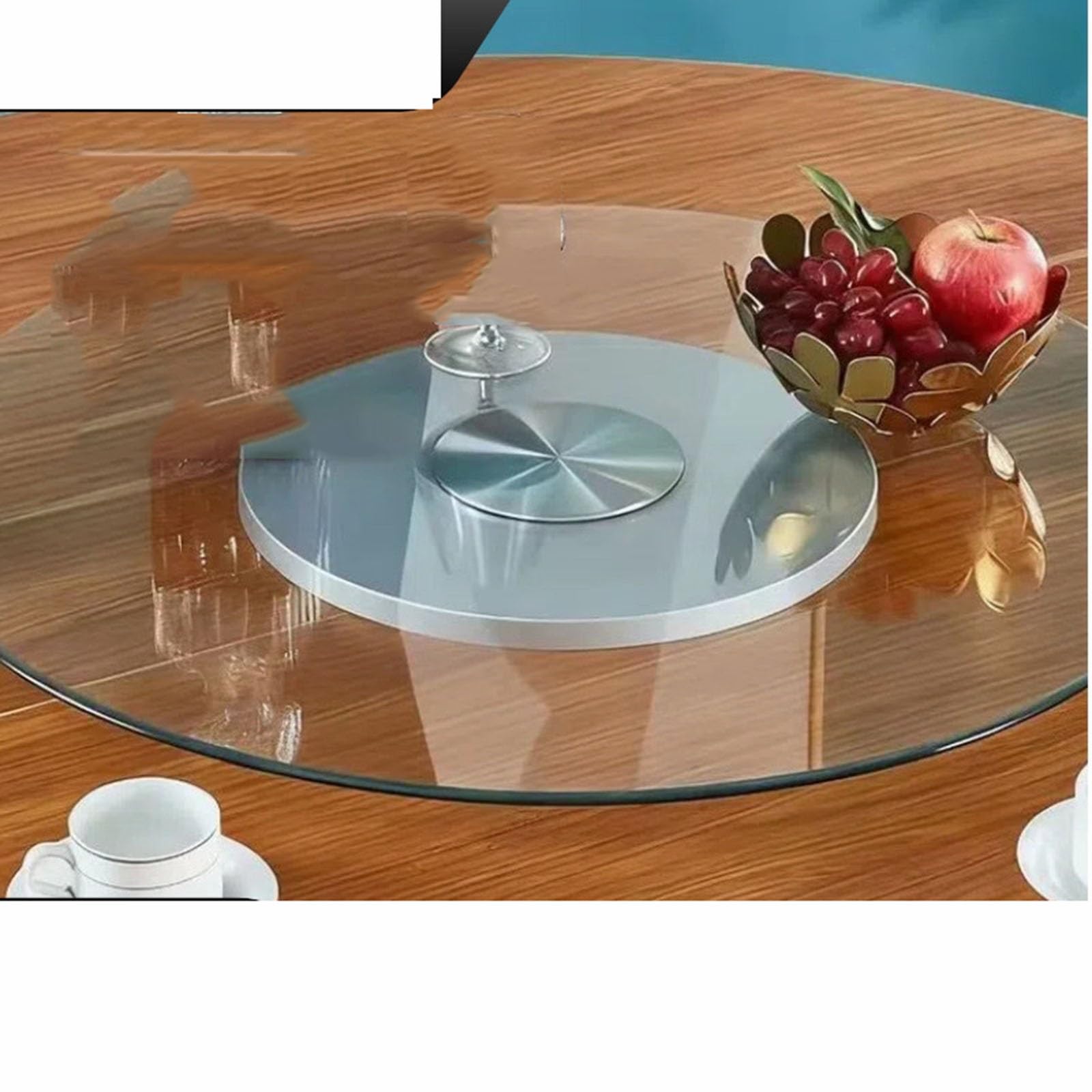 Table de salle à manger rotative de 70 cm, résistante aux expons, résistante à l'usure, facile à nettoyer, idéale pour la décoration de salle à manger et de cuisine, parfaite pour un usage domestique