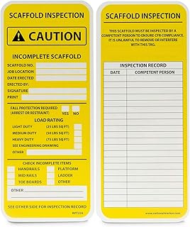 NMC RPT226 Incomplete Scaffold Tag, Yellow