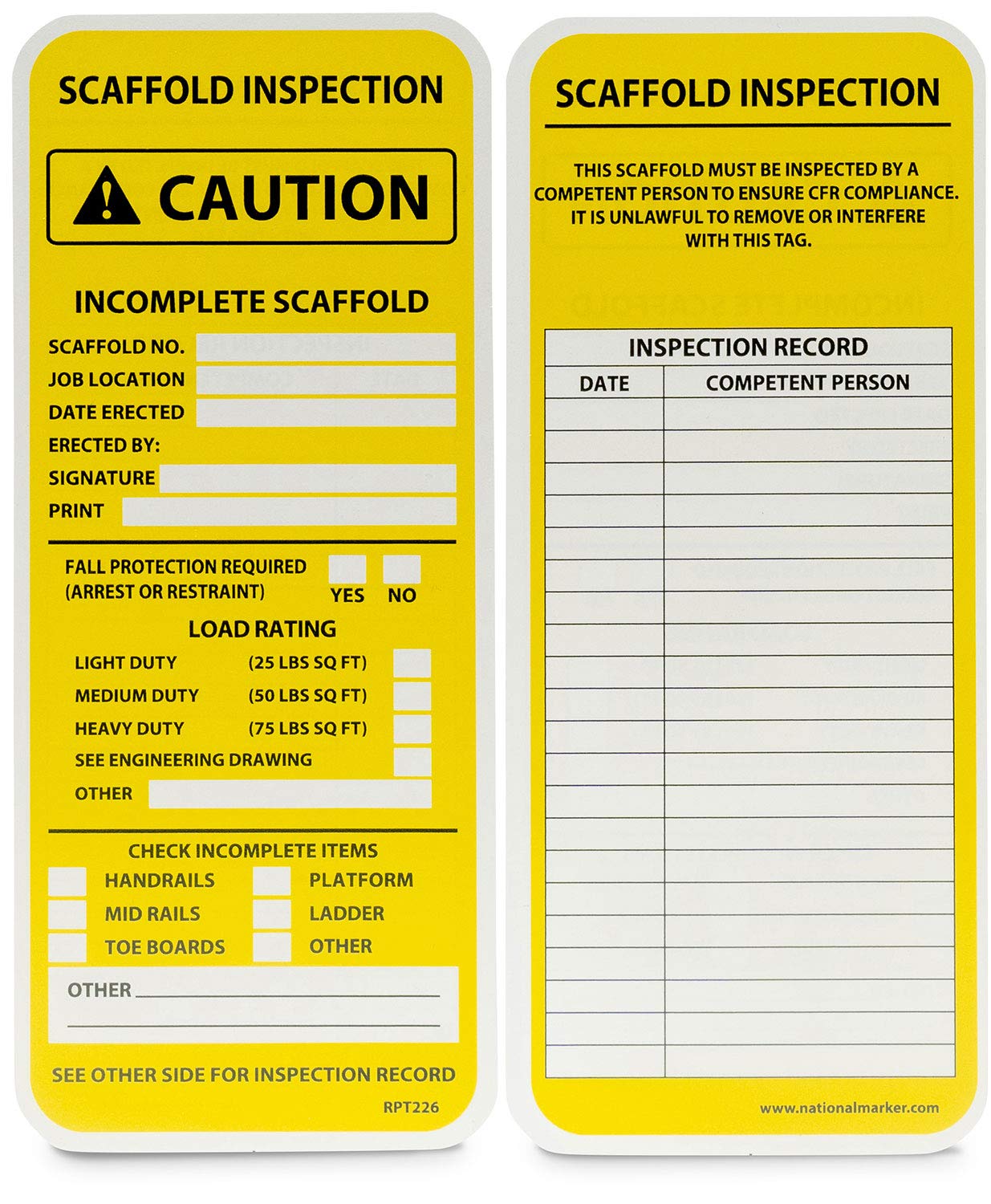 NMC SCTH-10 Scaffold TAG Holder 10 Pack, White