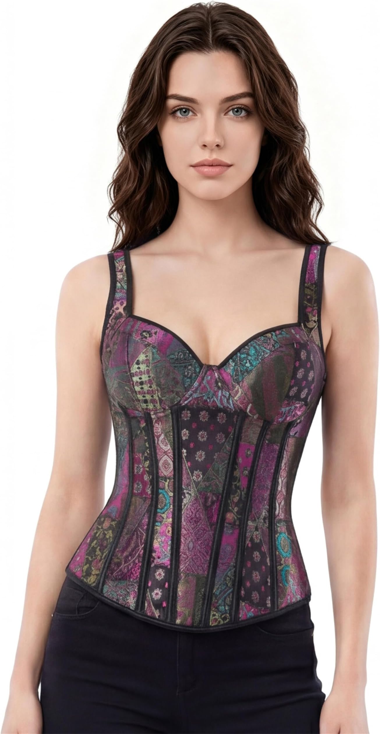 Overbust Corset Tops For Women: Plus Size Pirate Costume Women - Straps Bustier Corsets For Theme Party Costumes