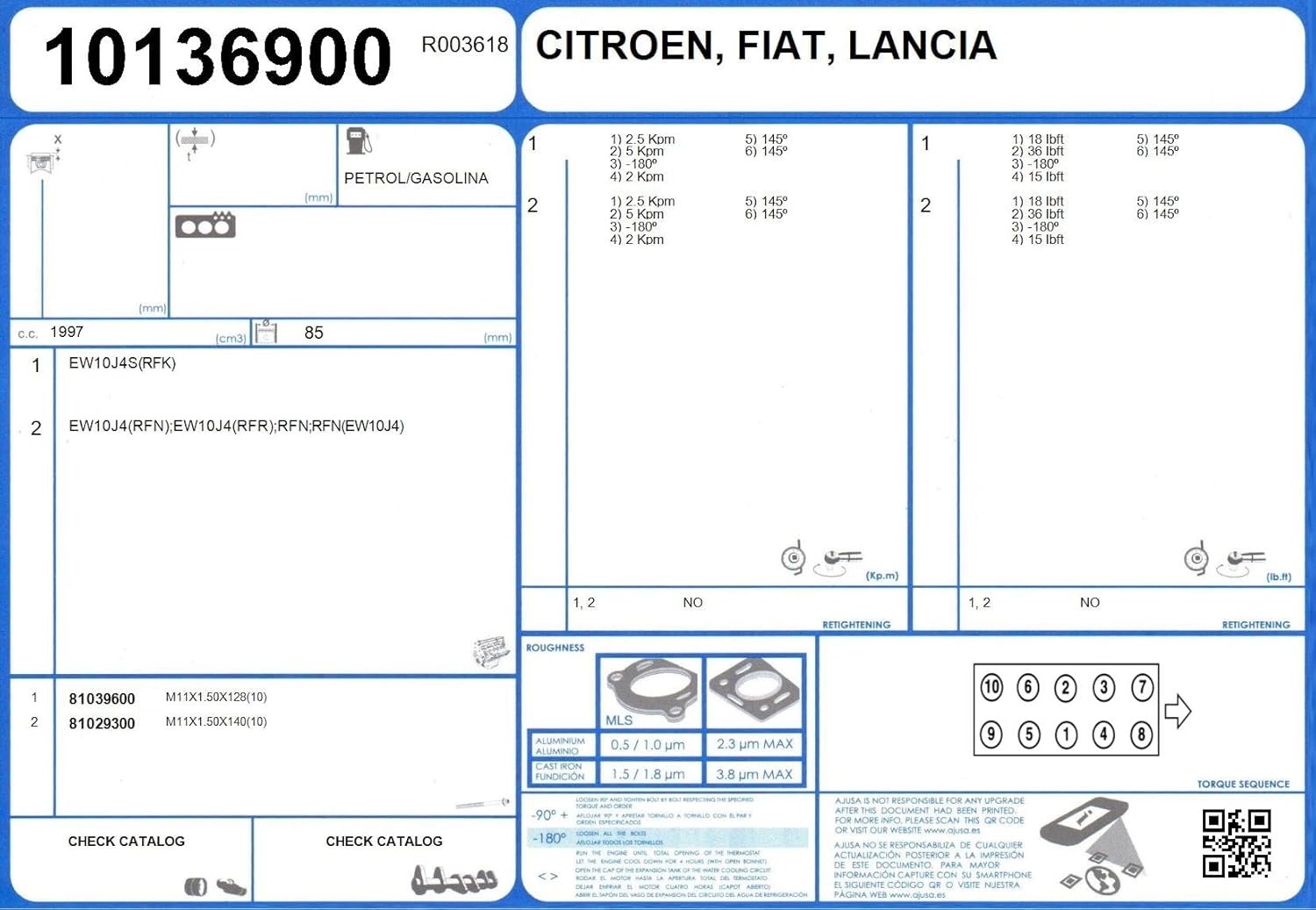 Ajusa 10136900 Gasket cylinder head