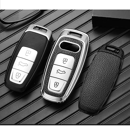 Miniatura 5 de SANRILY Funda para llavero de piel sintética con patrón para Audi A6L A6 A7 A8 Q7 Q8 E-Tron 2018-2022 A3 S3 S6 SQ7 RS6 S7 RS7 Protección completa