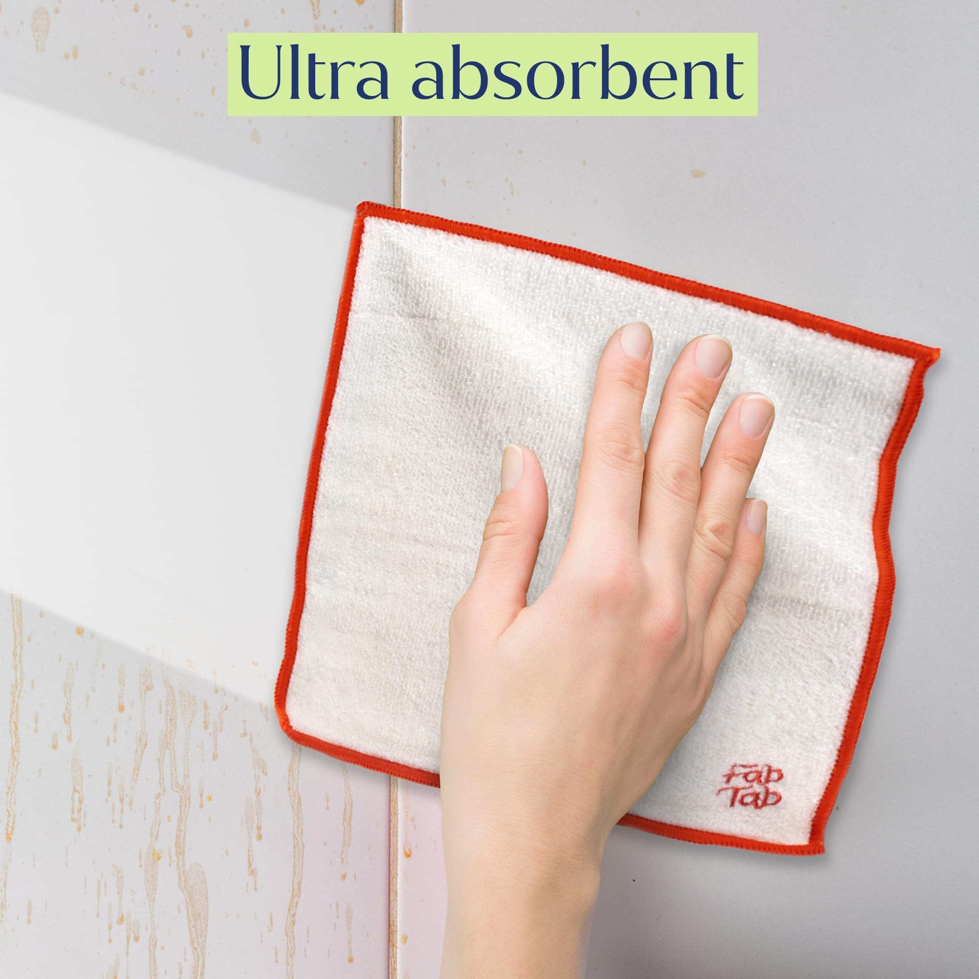 Fab Tab Paños de limpieza de bambú de alta calidad, reutilizables y ultra absorbentes, toallas de microfibra suave para cocina, baño y limpieza multiusos, paquete de 7 unidades de tamaño grande