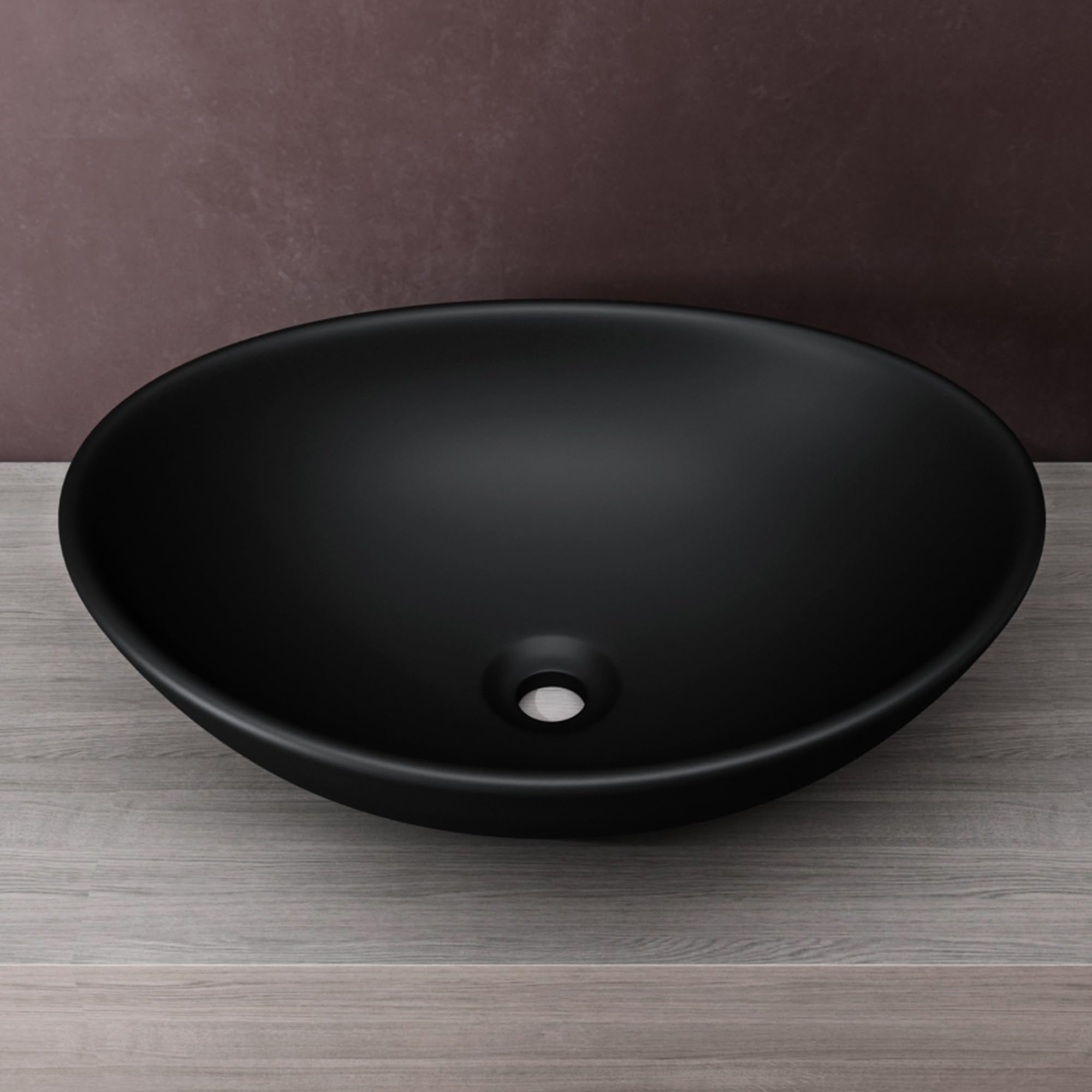 doporro Waschbecken oval Aufsatzwaschbecken Anthrazit Matt 42x34x14.5cm | Keramik Waschschale Handwaschbecken für das Badezimmer und Gäste-WC Nano-Versiegelung Leichte Reinigung Brüssel205