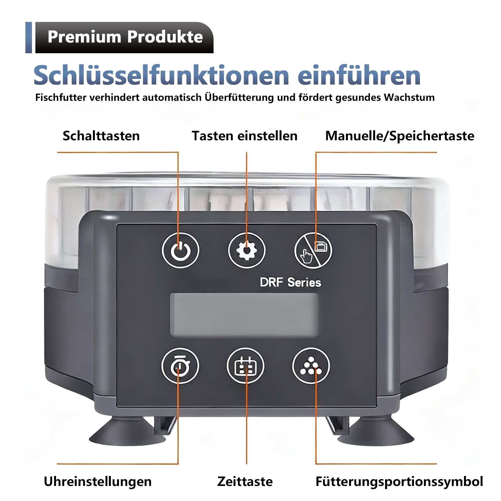 Futterautomat Aquarium, Automatischer Fischfutterautomat für Aquarium mit Timer – Einstellbarer Fischfutter Automat für Pellets & Granulat, Batteriebetriebenes