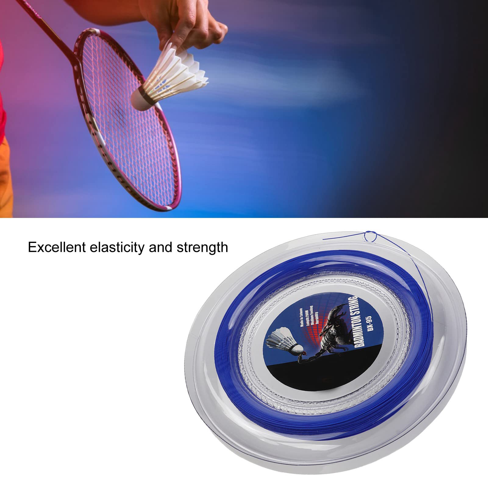 Cordage de Raquette de Badminton Professionnel POWERTI Ligne de Remplacement de Fibre Durable à Haute élasticité pour la réparation de Raquette Convient aux Joueurs de Tous