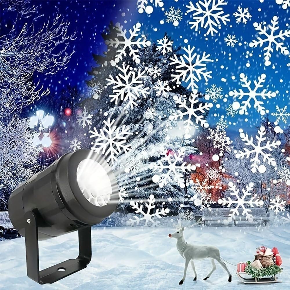 Proiettore di luci di neve, proiettore di luci rotanti natalizie con fiocchi di neve, per casa, matrimoni, feste, giardino, decorazione paesaggistica, 12025AQ(bianco)