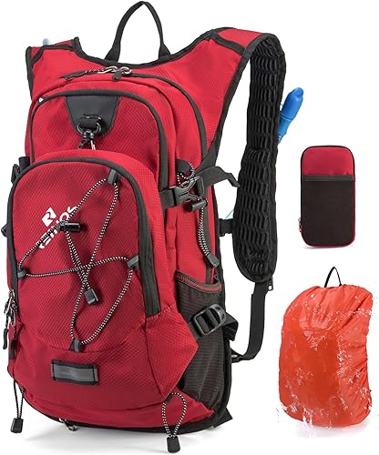 Mochila de hidratación con bolsa de agua de 2 L, 18 L, mochila de senderismo para mujeres y hombres, ligera con aislamiento hidropaco para ciclismo,