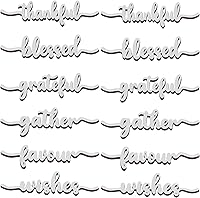 Vista 17 de 12 piezas de letreros de madera con palabras navideñas recortadas "Joyful Merry Thankful Grateful Blessed Peace Gather" para decoración de plato