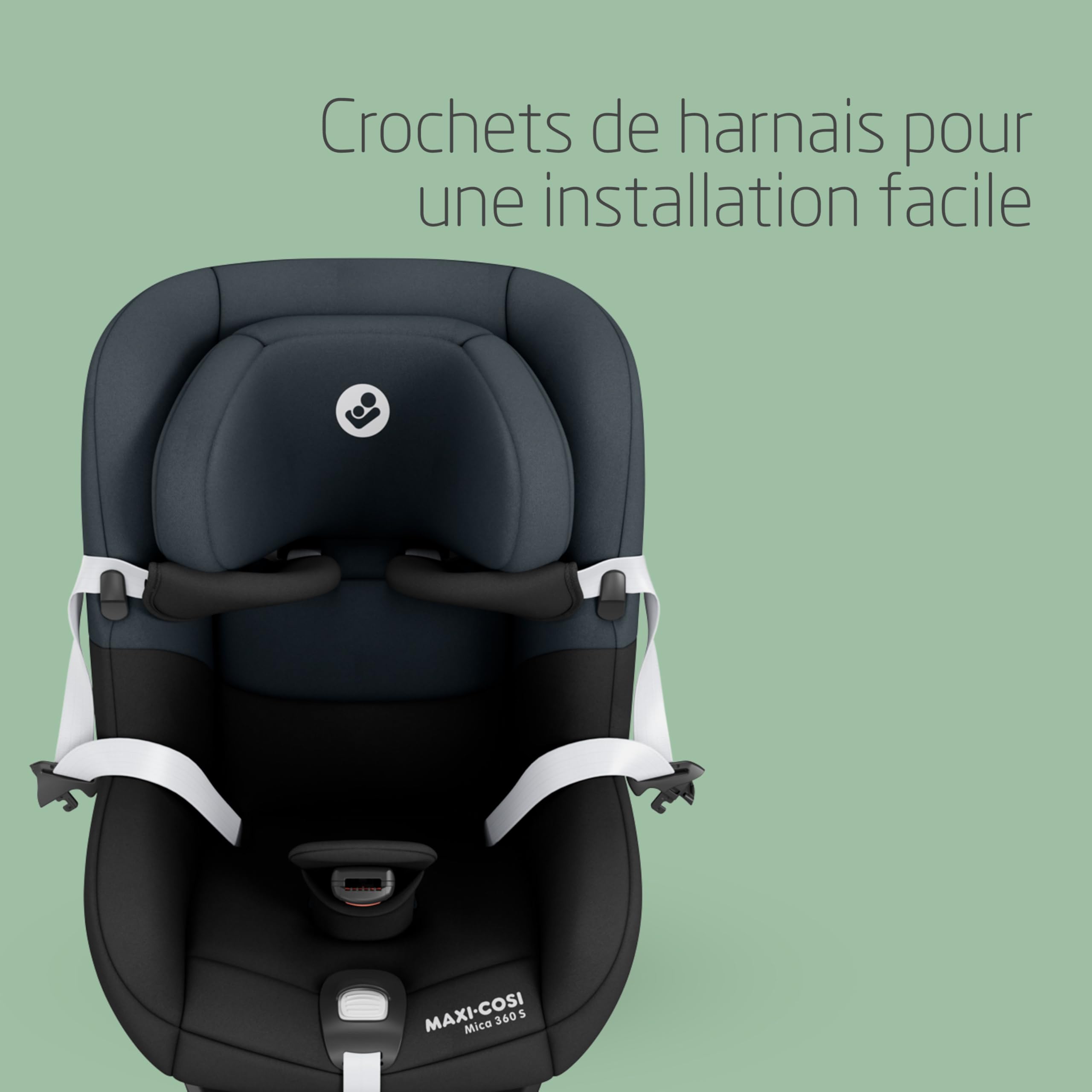 Maxi-Cosi Mica 360 S, Siège-auto bébé i-Size, De 3 mois à 4 ans (61–105 cm), Siège-auto isofix 360 pivotant, Rotation FlexiSpin, 5 inclinaisons, Protection G-CELL, Harnais Easy-in, Tonal Black