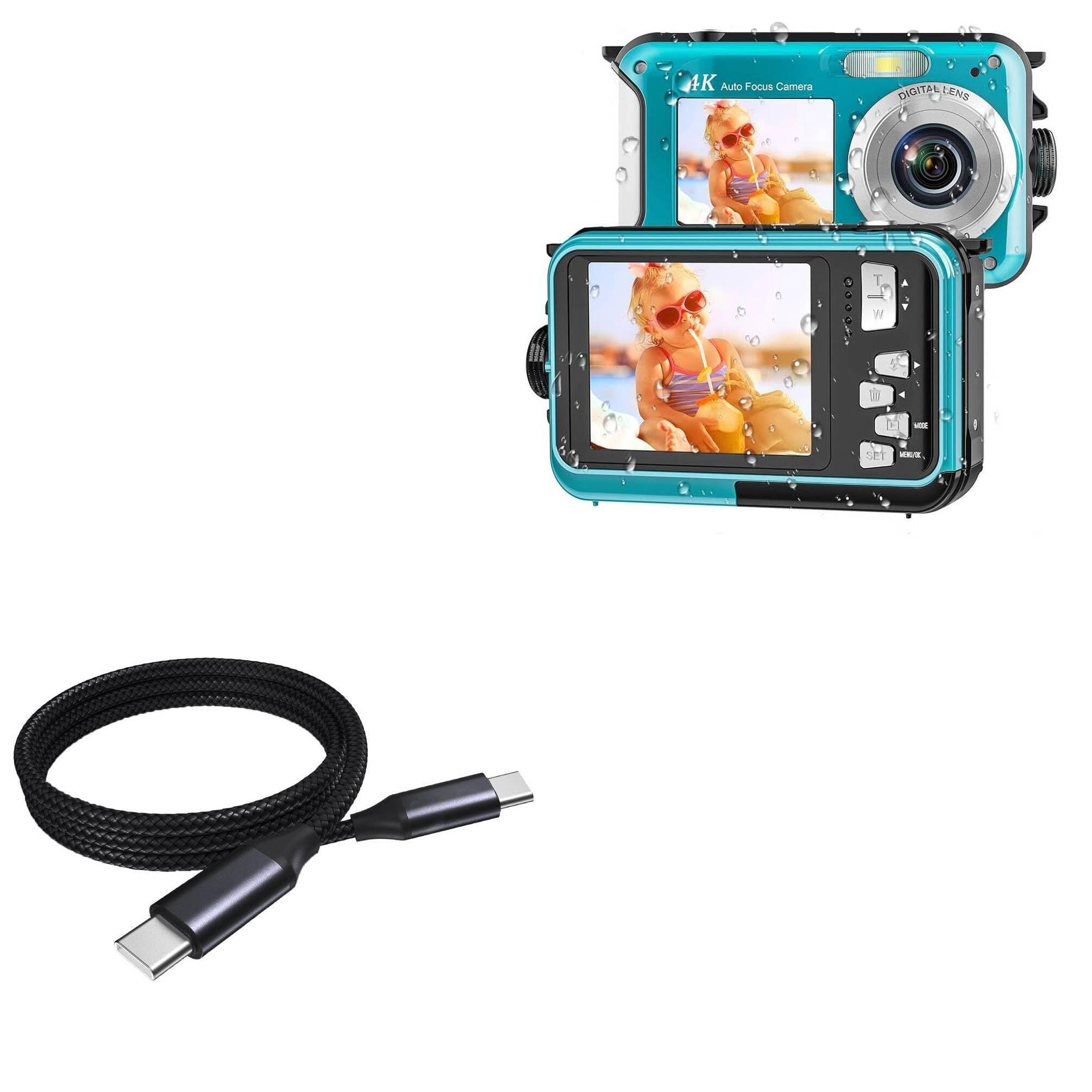 BoxWave Cable Compatible with YISENCE 4K Underwater Camera (4k806) - DirectSync PD Cable (3ft) - USB-C to USB-C (100W), Type C Braided Charge and Fast