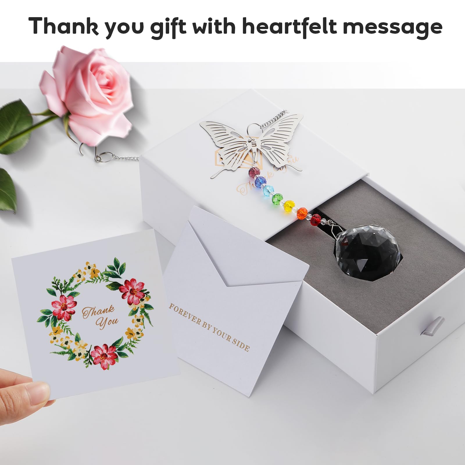 Stylitzy Danke-Geschenk Mit Schmetterling & Kristallkugel – Sonnenfänger Als Wertschätzungsgeschenk Für Mama, Lehrerin Oder Freundin
