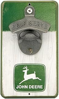 John Deere Logo Wall Bottle Opener - Vintage John Deere Bottle Opener Made With Wood and Cast Metal - Great Gift Idea