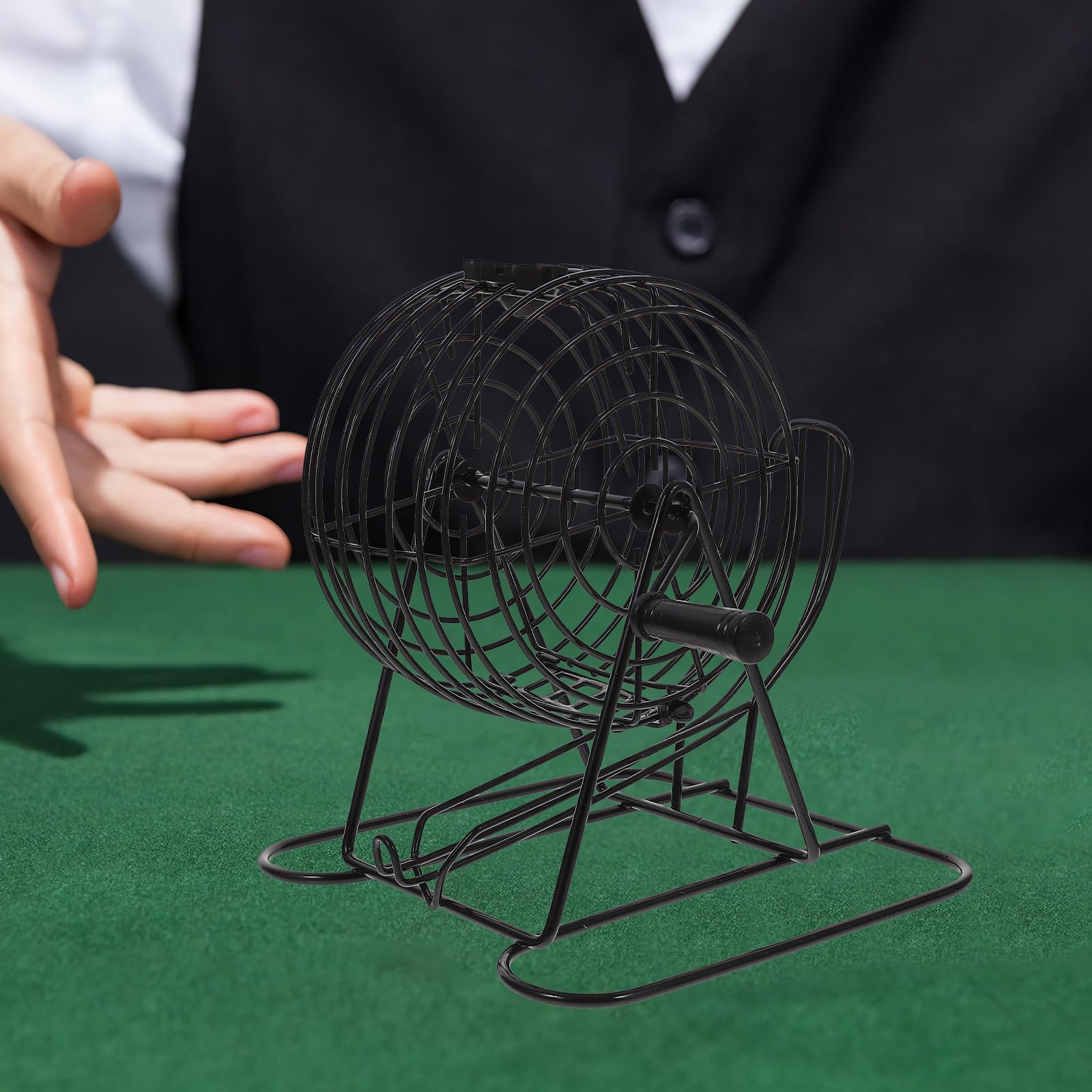 Jeu de Bingo Machine à Loterie Manuelle en Fer Noir, Jeu de Société Excitant et Engageant pour Soirées à Thème et Maisons