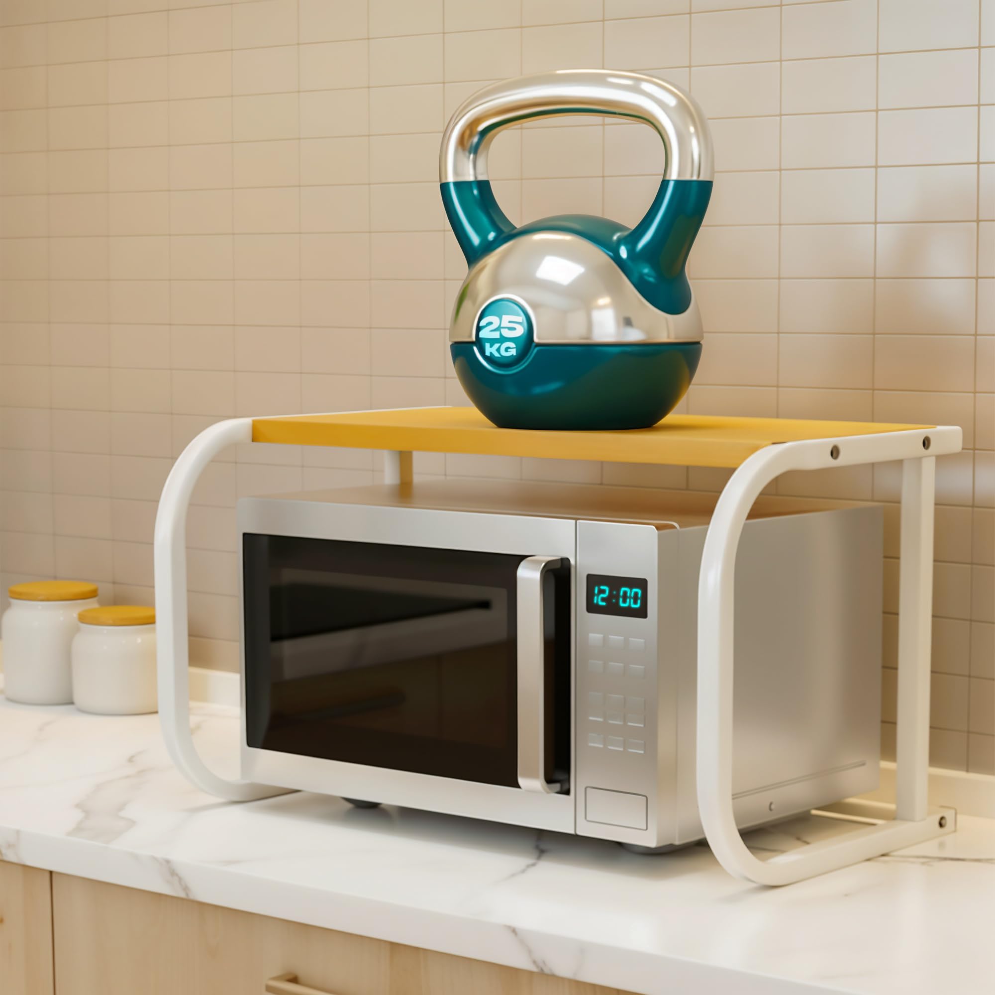 Soporte para Microondas de Encimera Metal Estante Multifuncional Blanco